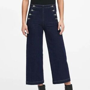 BANANA REPUBLIC High Rise Wide Leg Cropped Sailor Jeans Dark Wash Denim Jeans 32